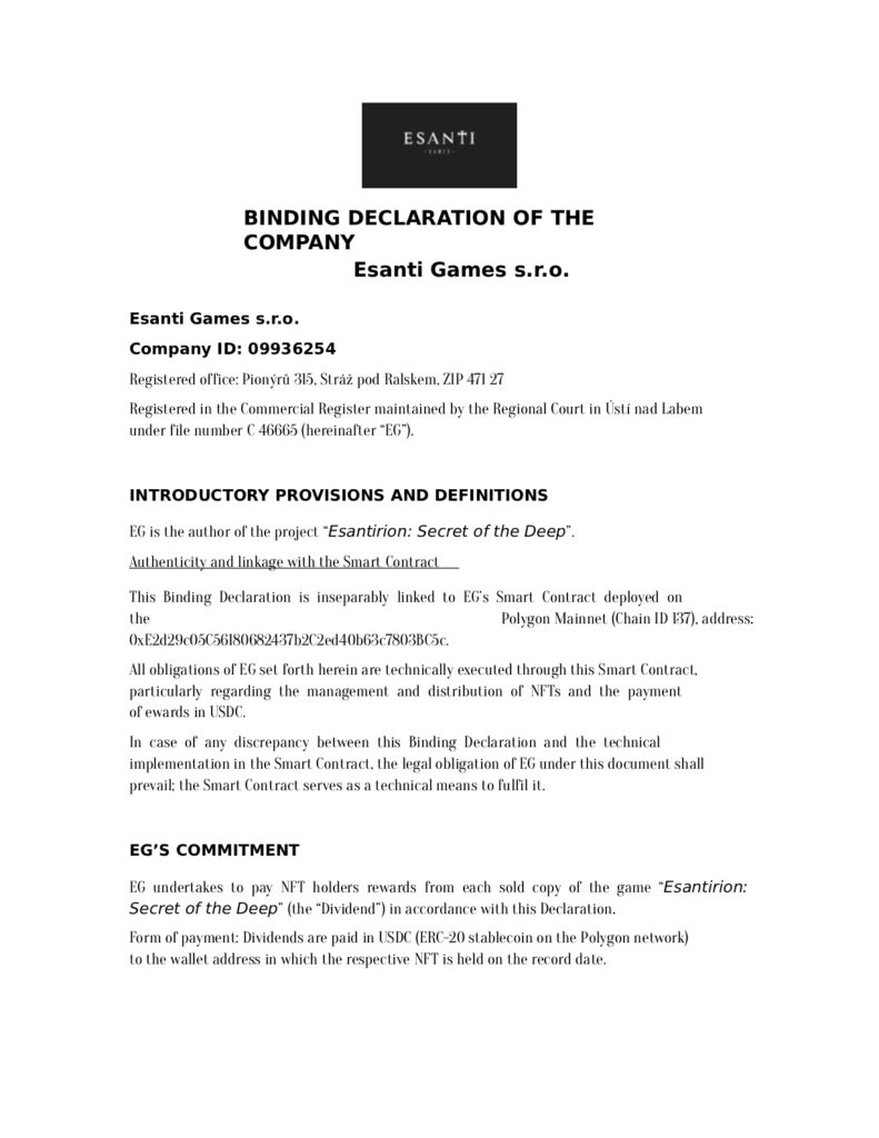 Binding Declaration Limited Edition - page 1