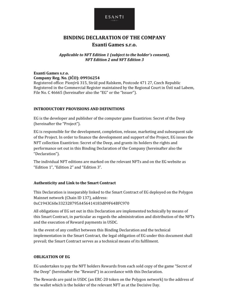 Binding Declaration – page 1